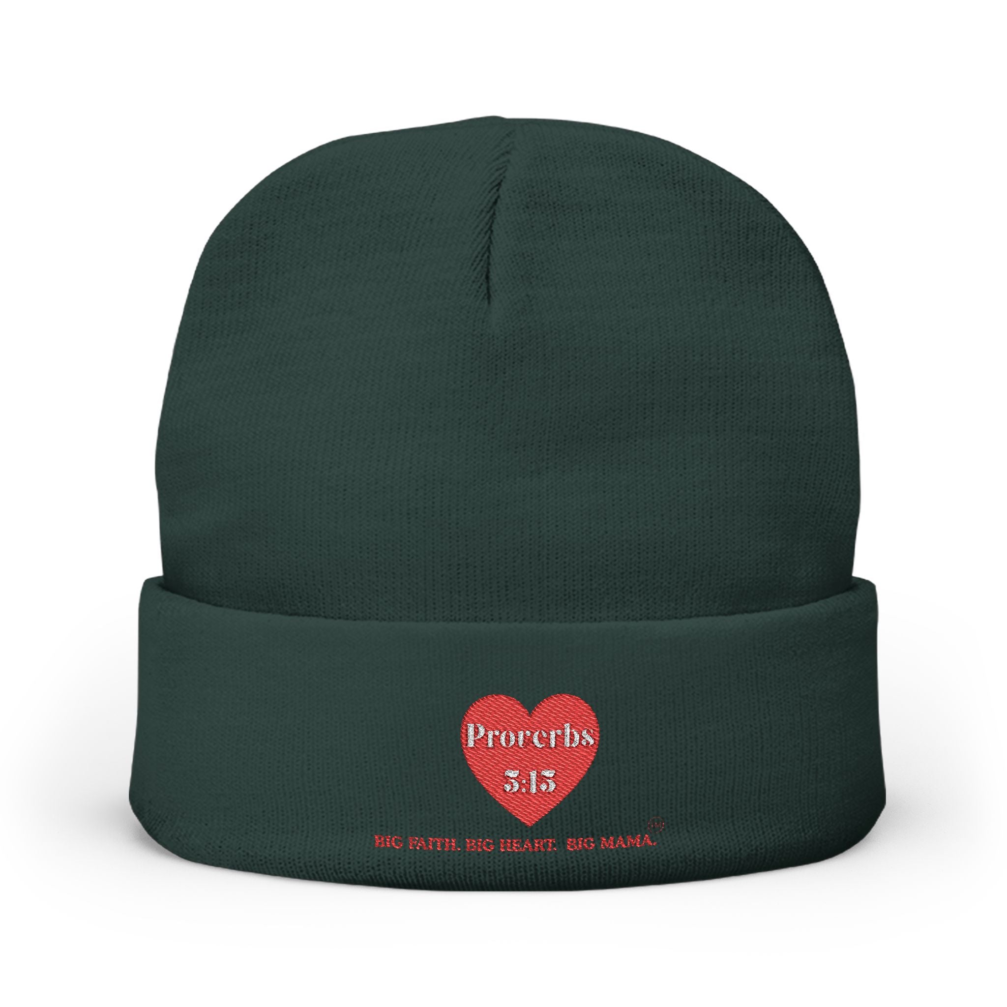 Embroidered 'Proverbs 3:15' Heart Knit Beanie — Faith-Inspired Winter Hat