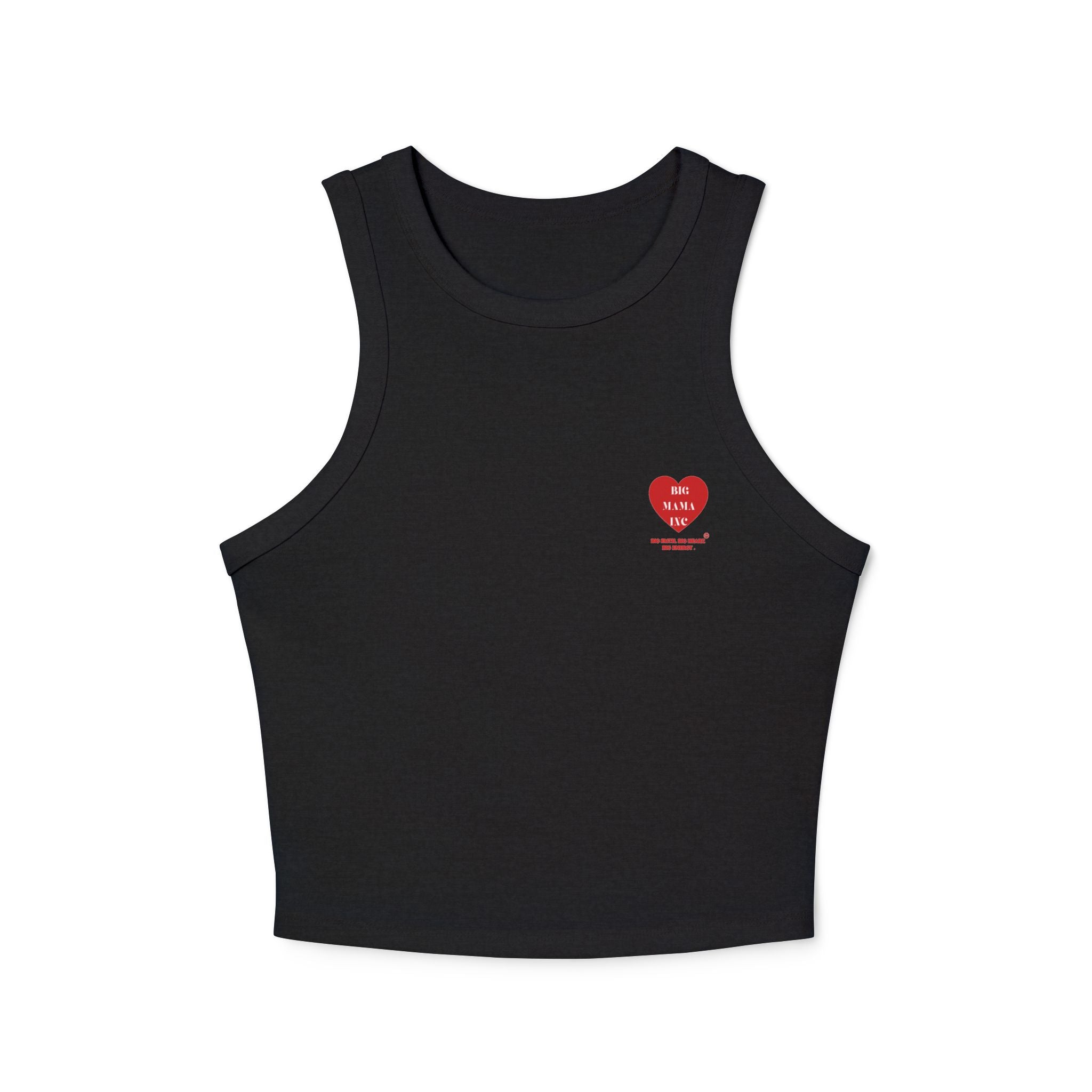 Ribbed Racer Tank Top — Small Red Heart 'Big mama' Graphic