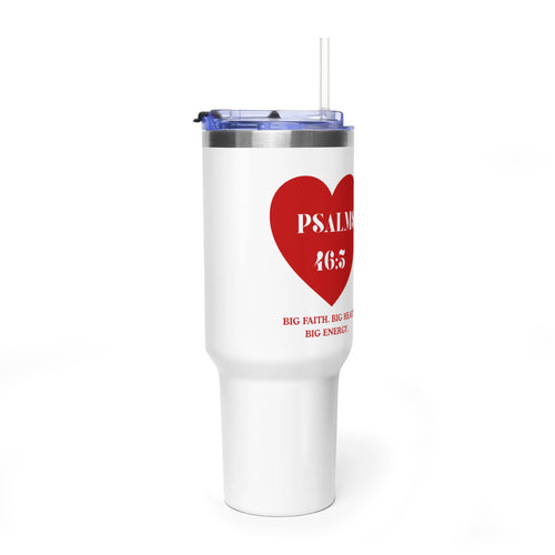 40oz Vacuum Tumbler - Psalm 46:5 Heart Design, Inspirational Faith Travel Mug