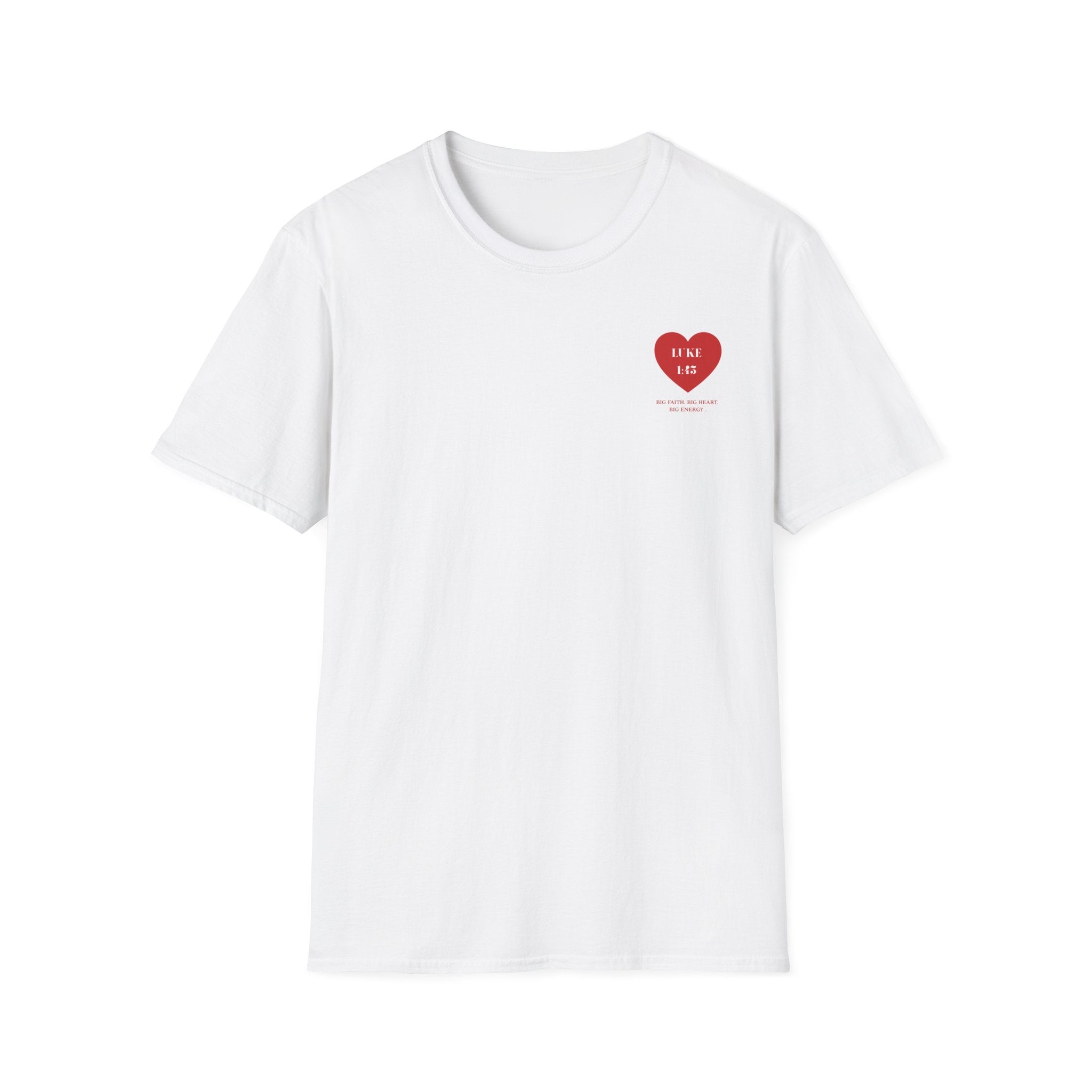 softstyle t-shirt Heart  — Luke 1:45 Christian Faith Tee