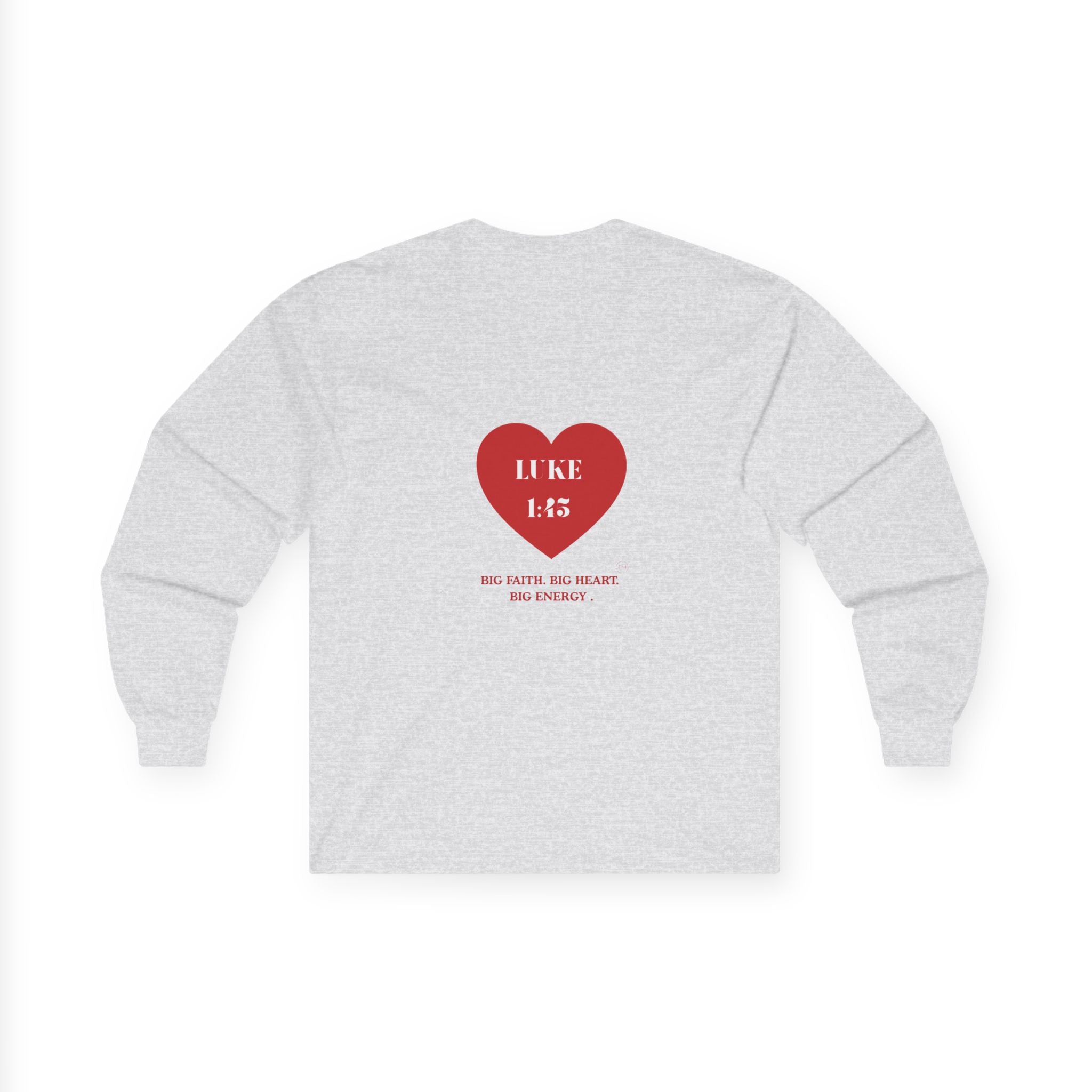 Luke 1:45 Heart Long Sleeve Tee — Faith-Based Inspirational Christian Shirt