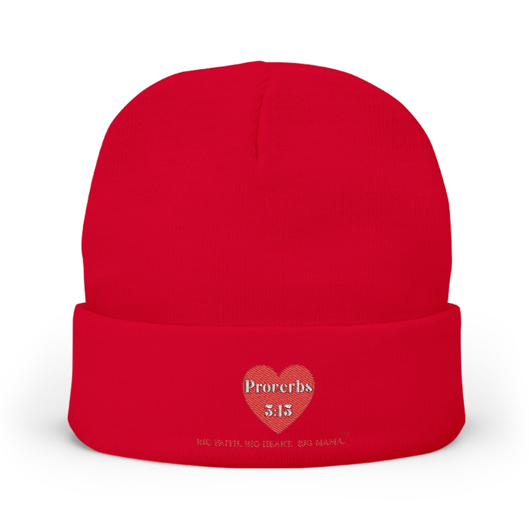 Embroidered 'Proverbs 3:15' Heart Knit Beanie — Faith-Inspired Winter Hat