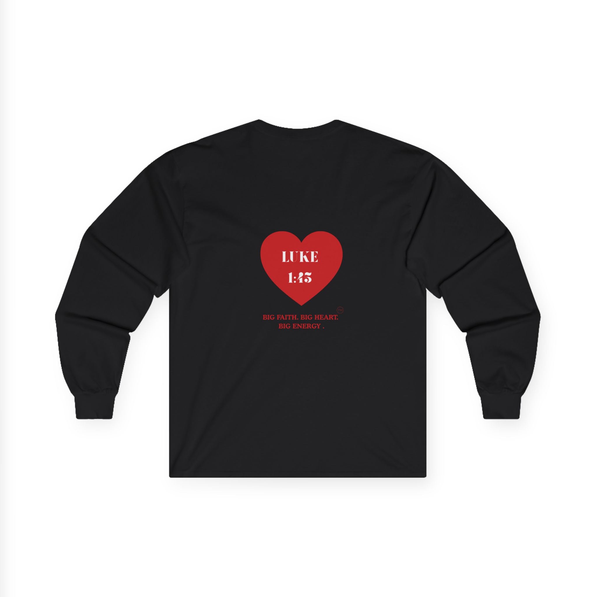 Luke 1:45 Heart Long Sleeve Tee — Faith-Based Inspirational Christian Shirt