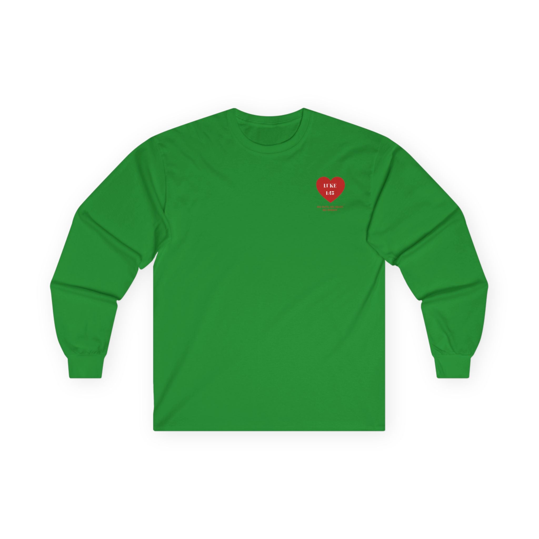 Luke 1:45 Heart Long Sleeve Tee — Faith-Based Inspirational Christian Shirt