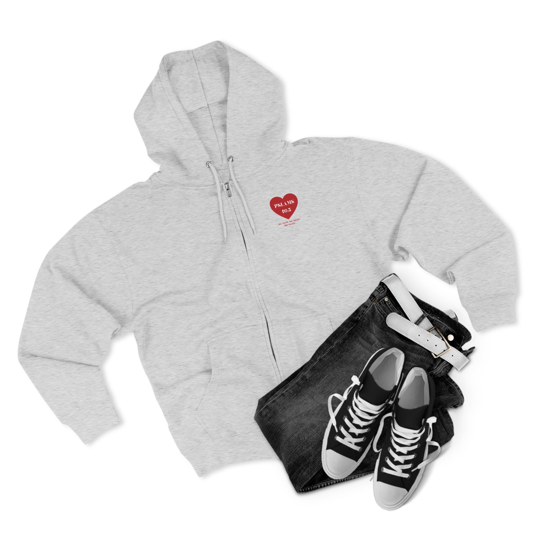 Psalm 46:5 Heart Zip Hoodie — 'God Is Within Her' Inspirational Zip-Up