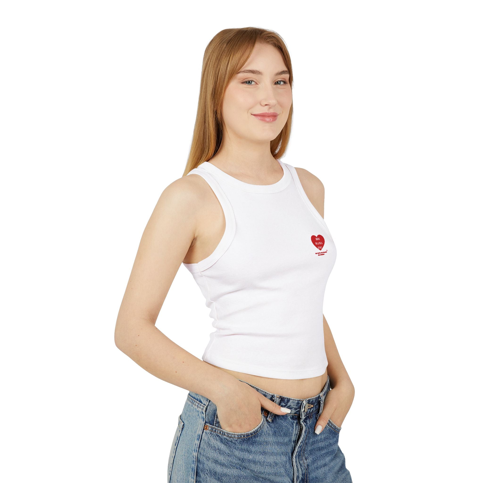 Ribbed Racer Tank Top — Small Red Heart 'Big mama' Graphic