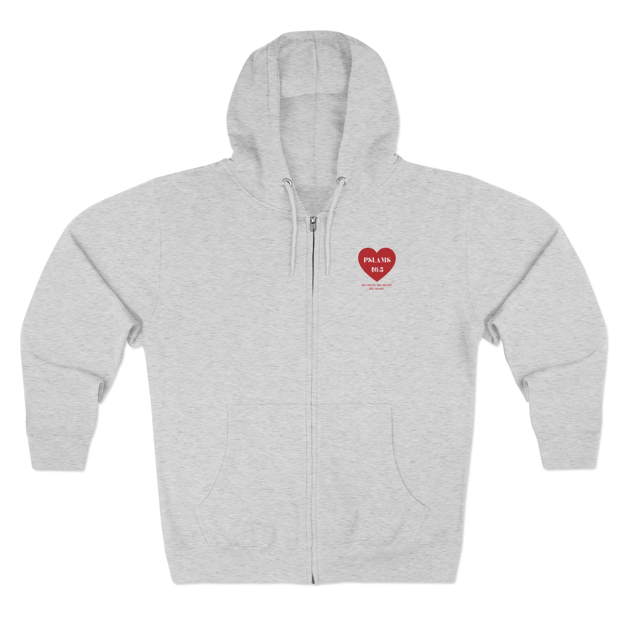 Psalm 46:5 Heart Zip Hoodie — 'God Is Within Her' Inspirational Zip-Up