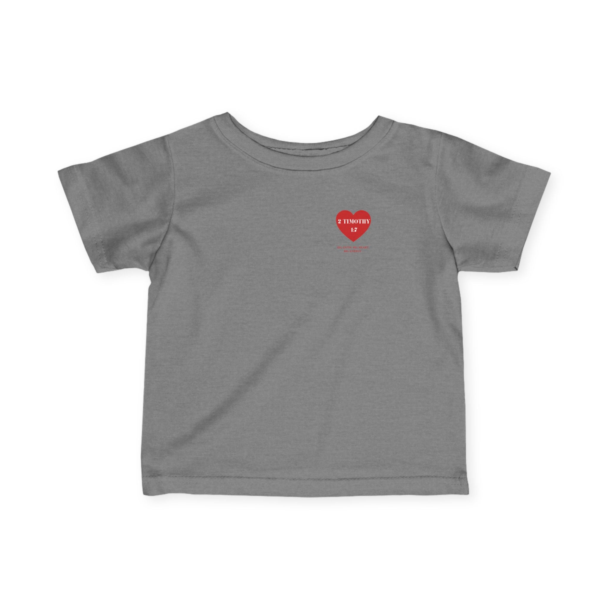 Infant Tee — Red Heart "2 Timothy 1:7" Christian Baby Shirt