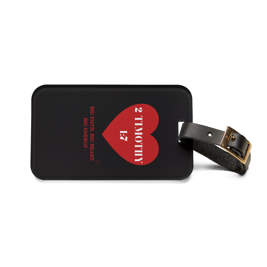 Christian Luggage Tag — 2 Timothy 1:7 Heart Design