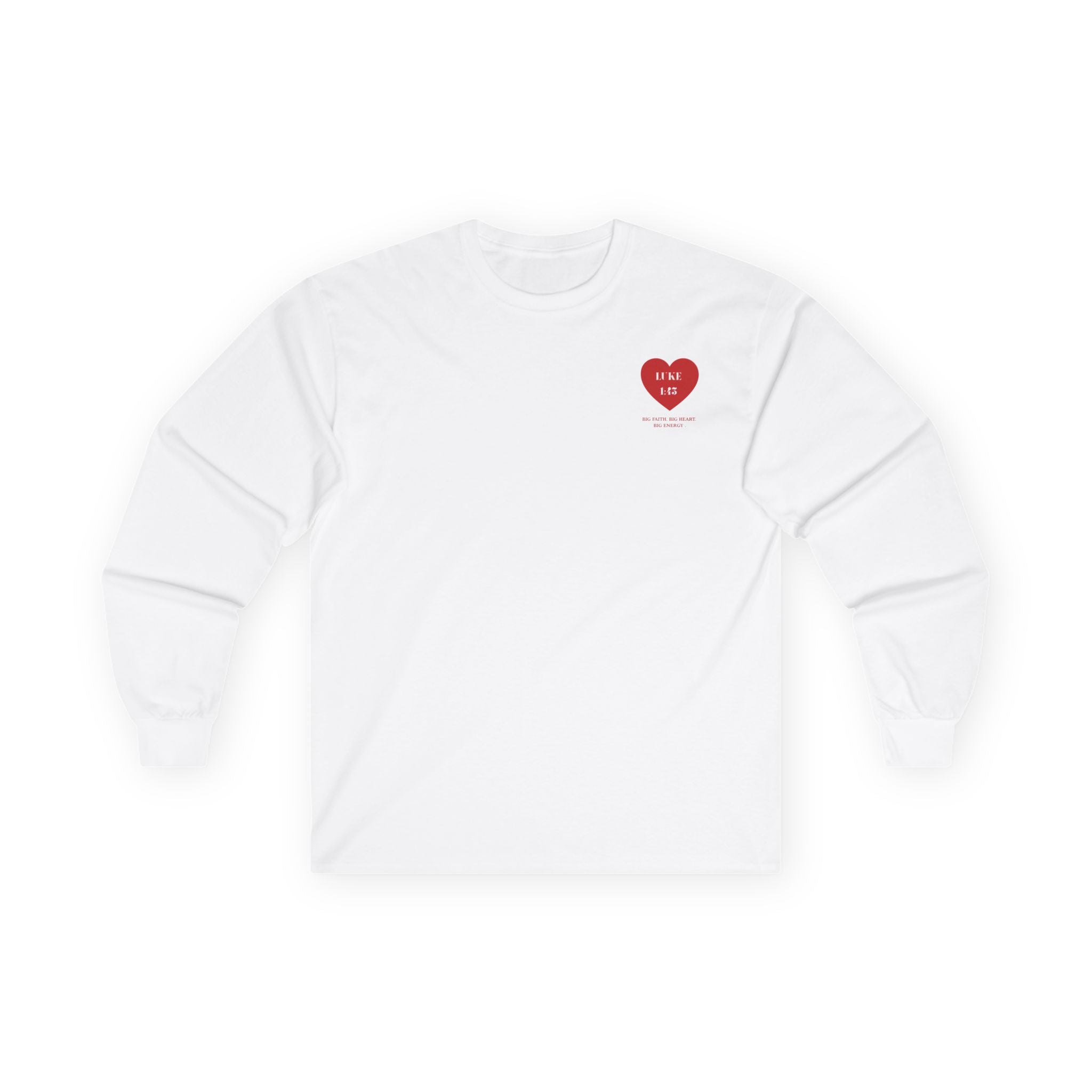 Luke 1:45 Heart Long Sleeve Tee — Faith-Based Inspirational Christian Shirt
