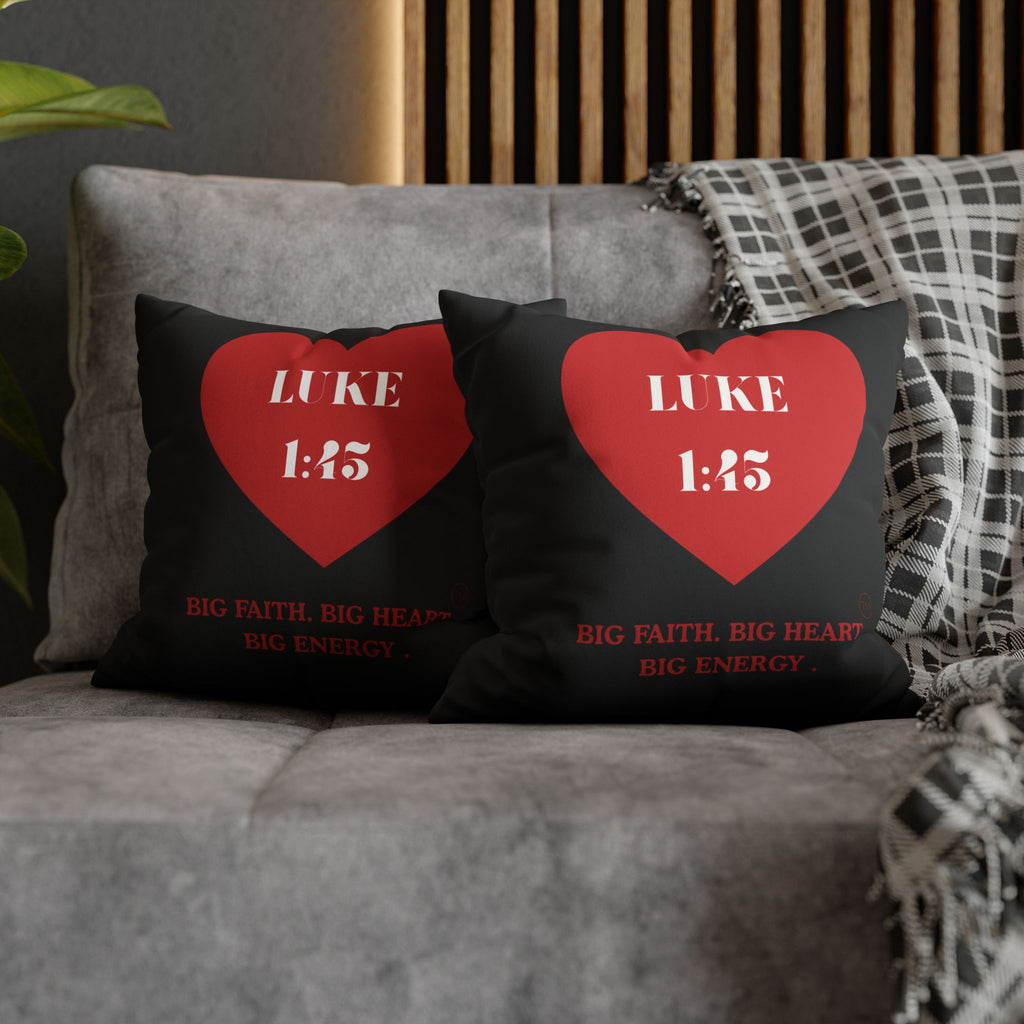 Luke 1:45 Heart Faux Suede Pillowcase — "Big Faith. Big Heart. Big Mama."