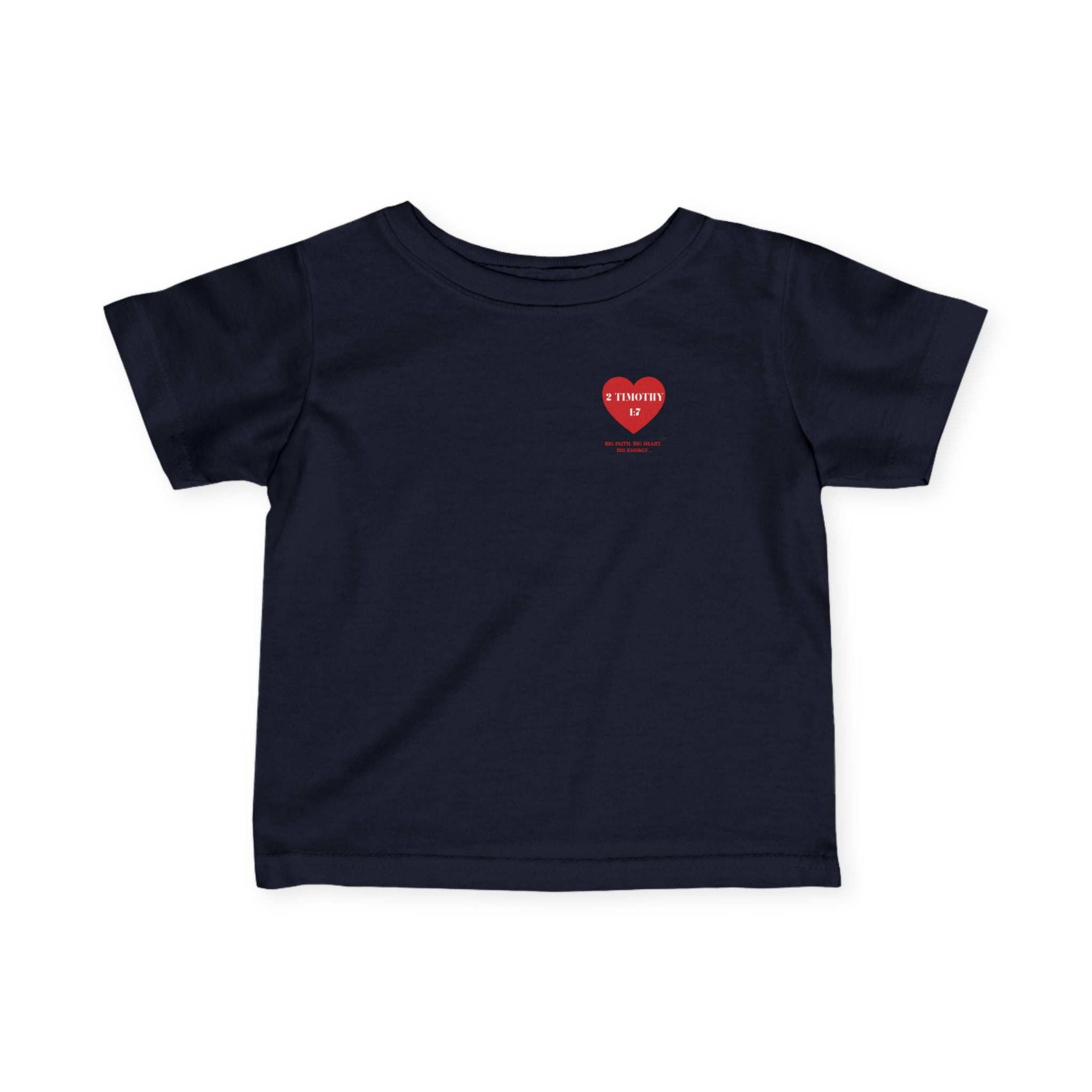 Infant Tee — Red Heart "2 Timothy 1:7" Christian Baby Shirt