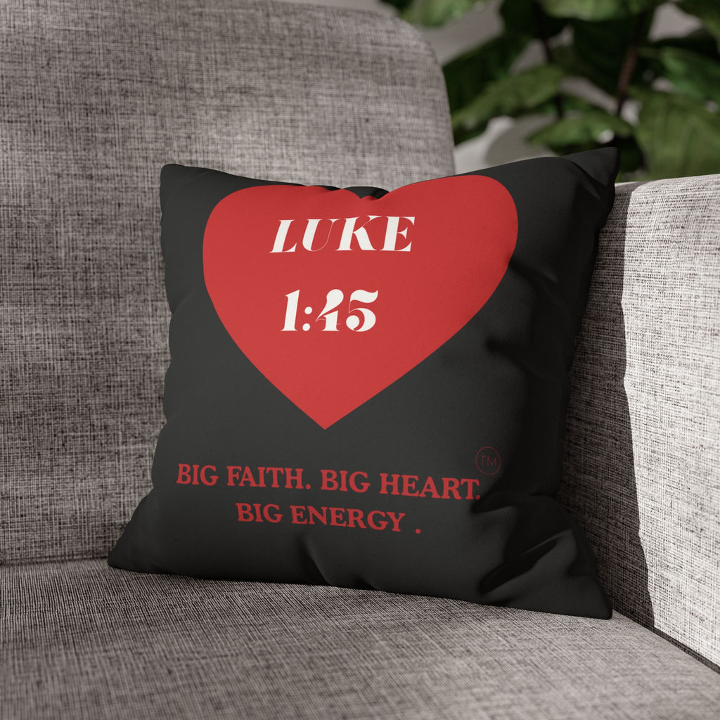 Luke 1:45 Heart Faux Suede Pillowcase — "Big Faith. Big Heart. Big Mama."