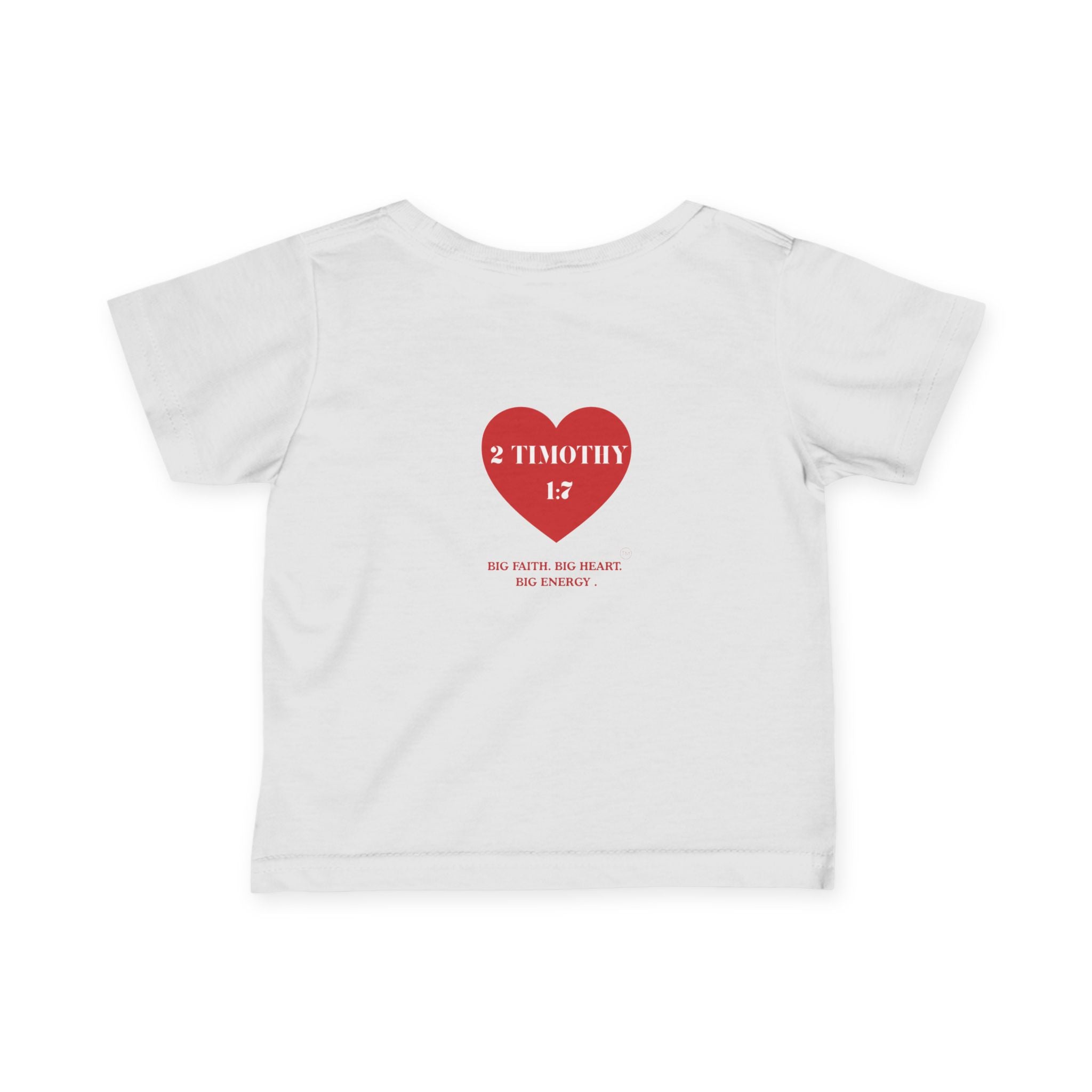 Infant Tee — Red Heart "2 Timothy 1:7" Christian Baby Shirt