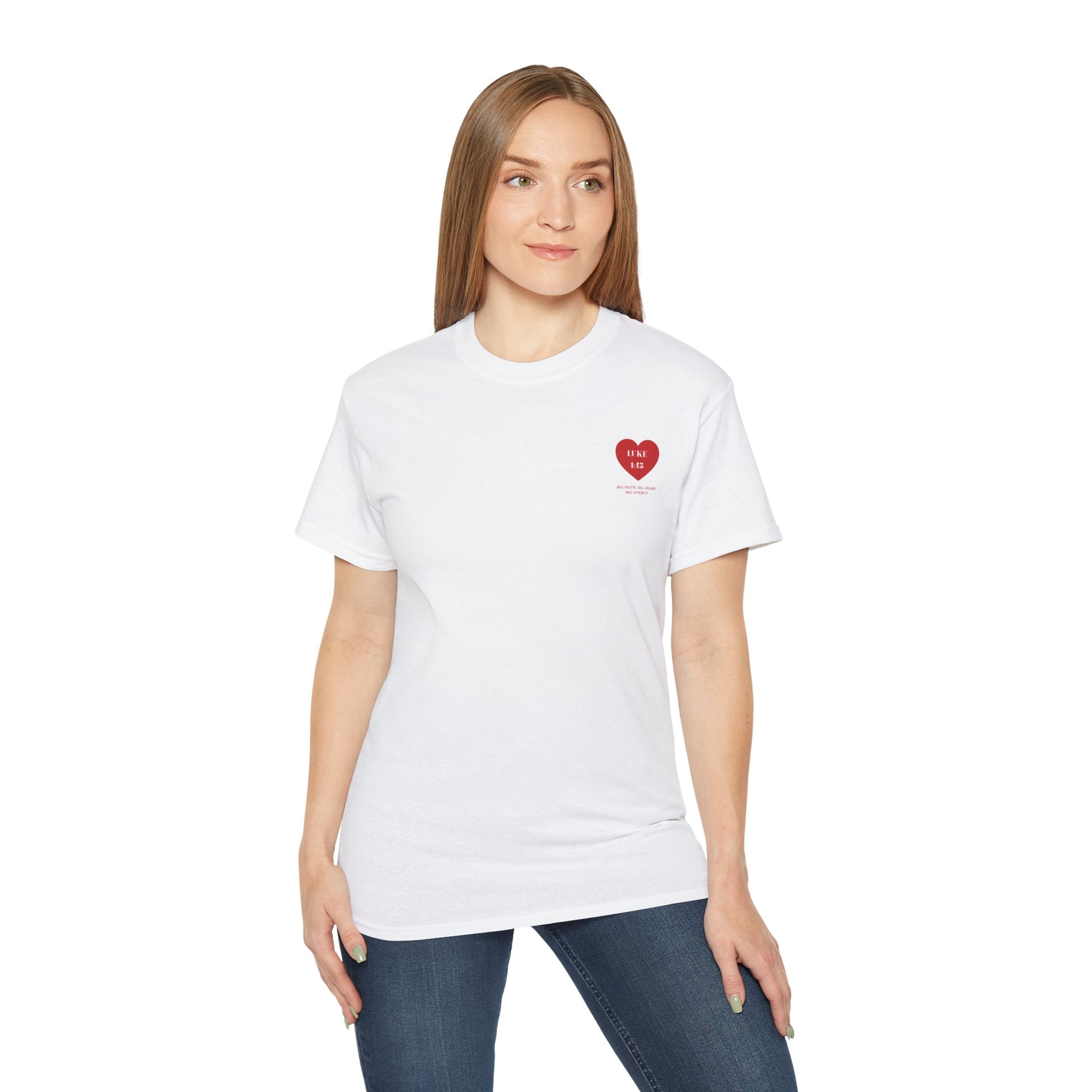 luke 1:45 Heart Unisex Verse ultra cotten– Christian Faith  T-Shirt