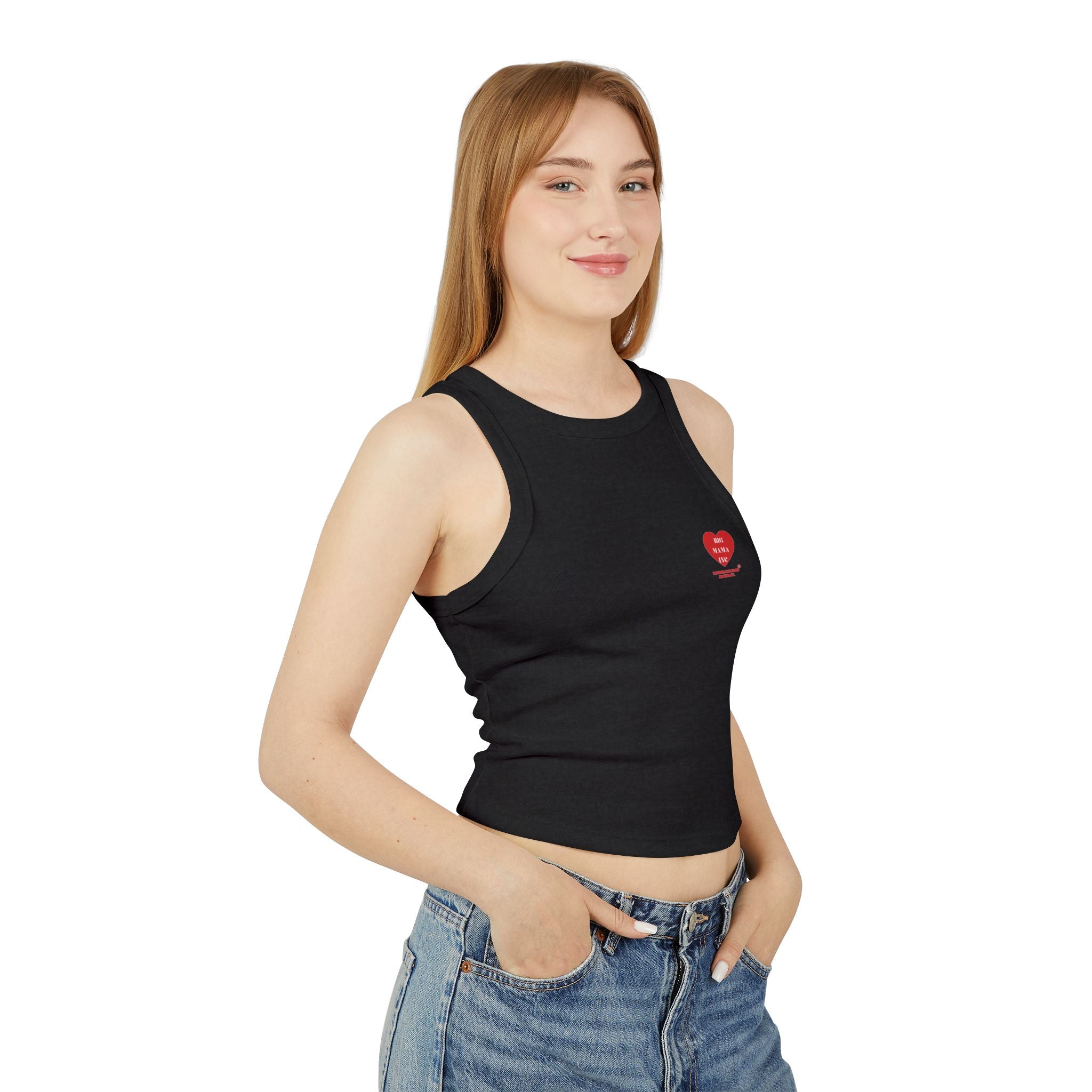 Ribbed Racer Tank Top — Small Red Heart 'Big mama' Graphic