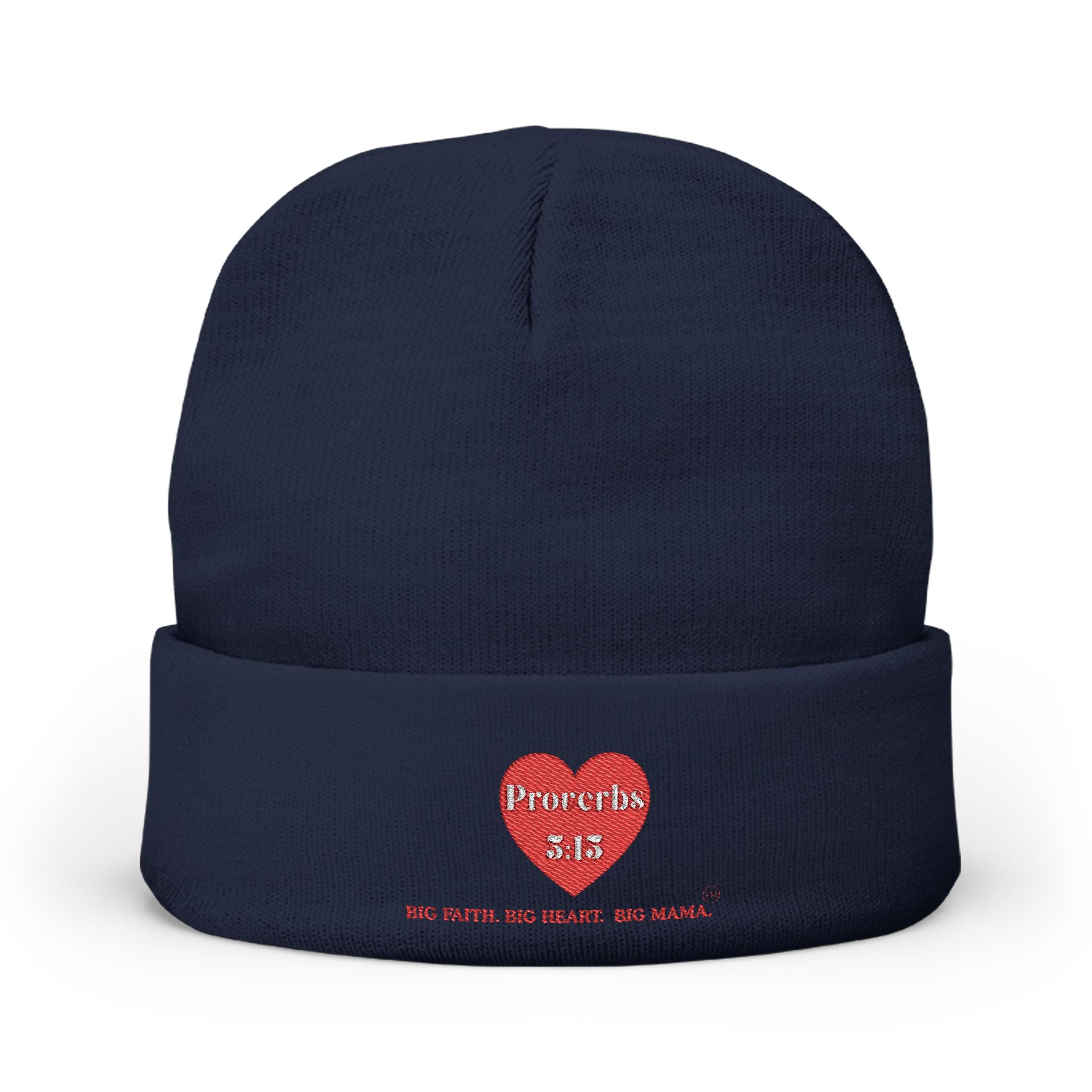 Embroidered 'Proverbs 3:15' Heart Knit Beanie — Faith-Inspired Winter Hat
