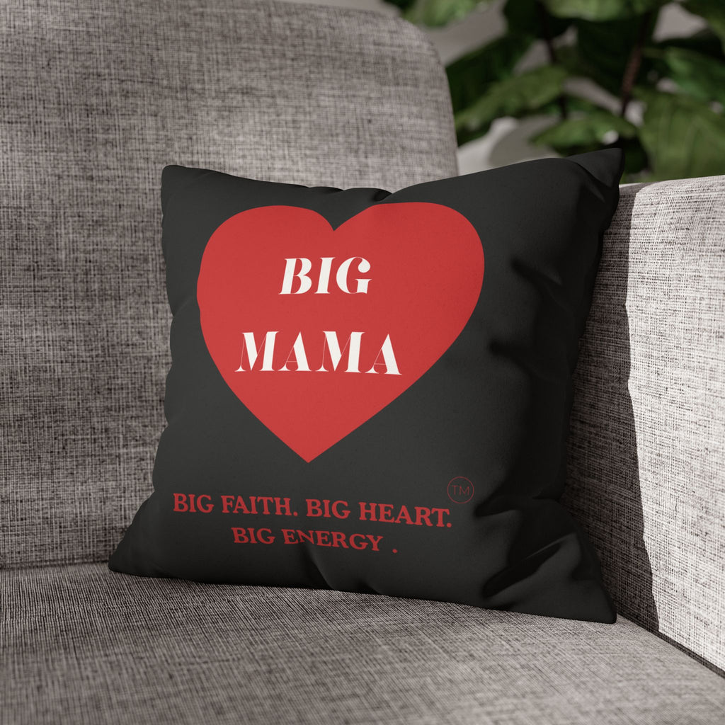 Big Mama Inc. Heart Faux Suede Pillow — "Big Energy. Big Mama." Decorative Throw Pillow