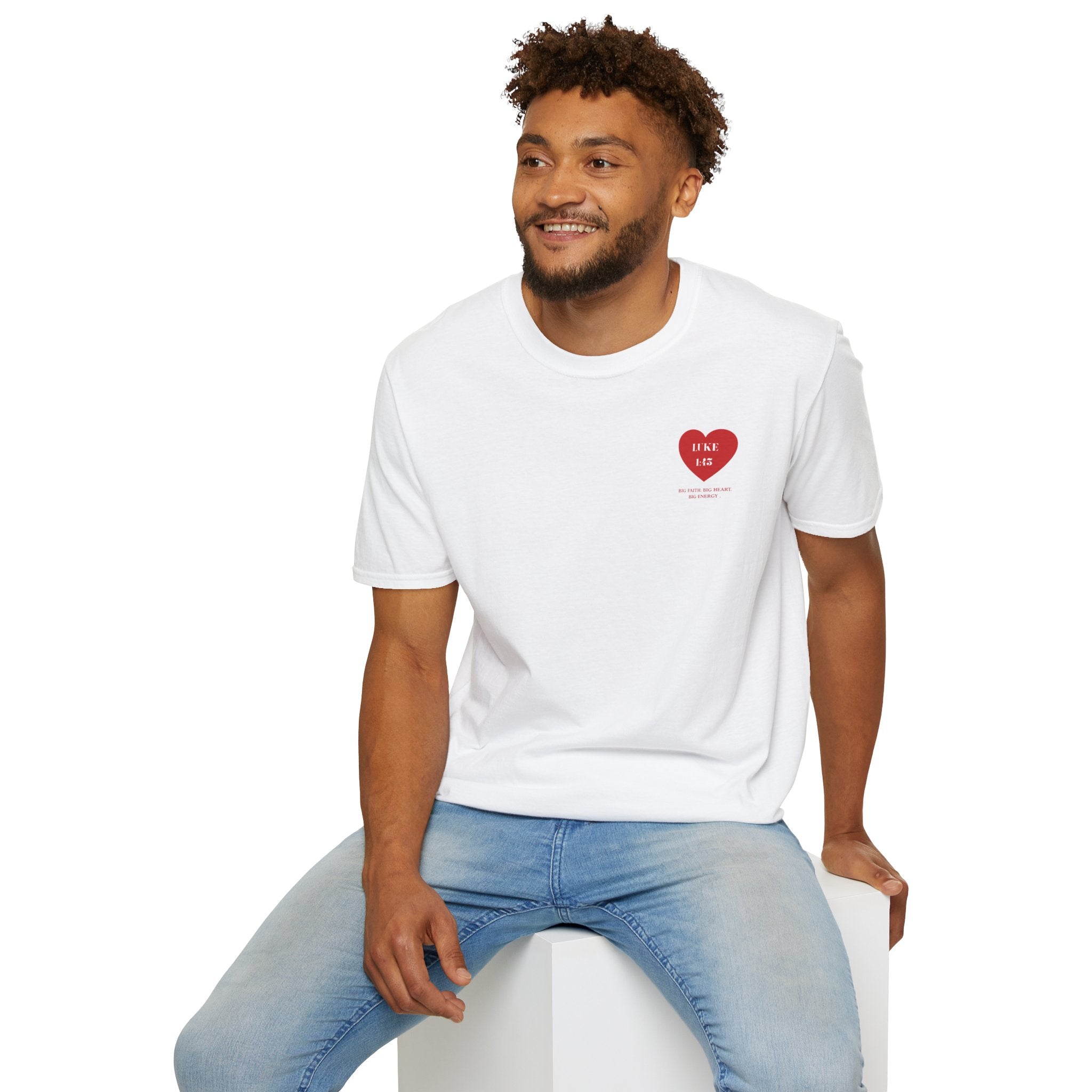 softstyle t-shirt Heart  — Luke 1:45 Christian Faith Tee