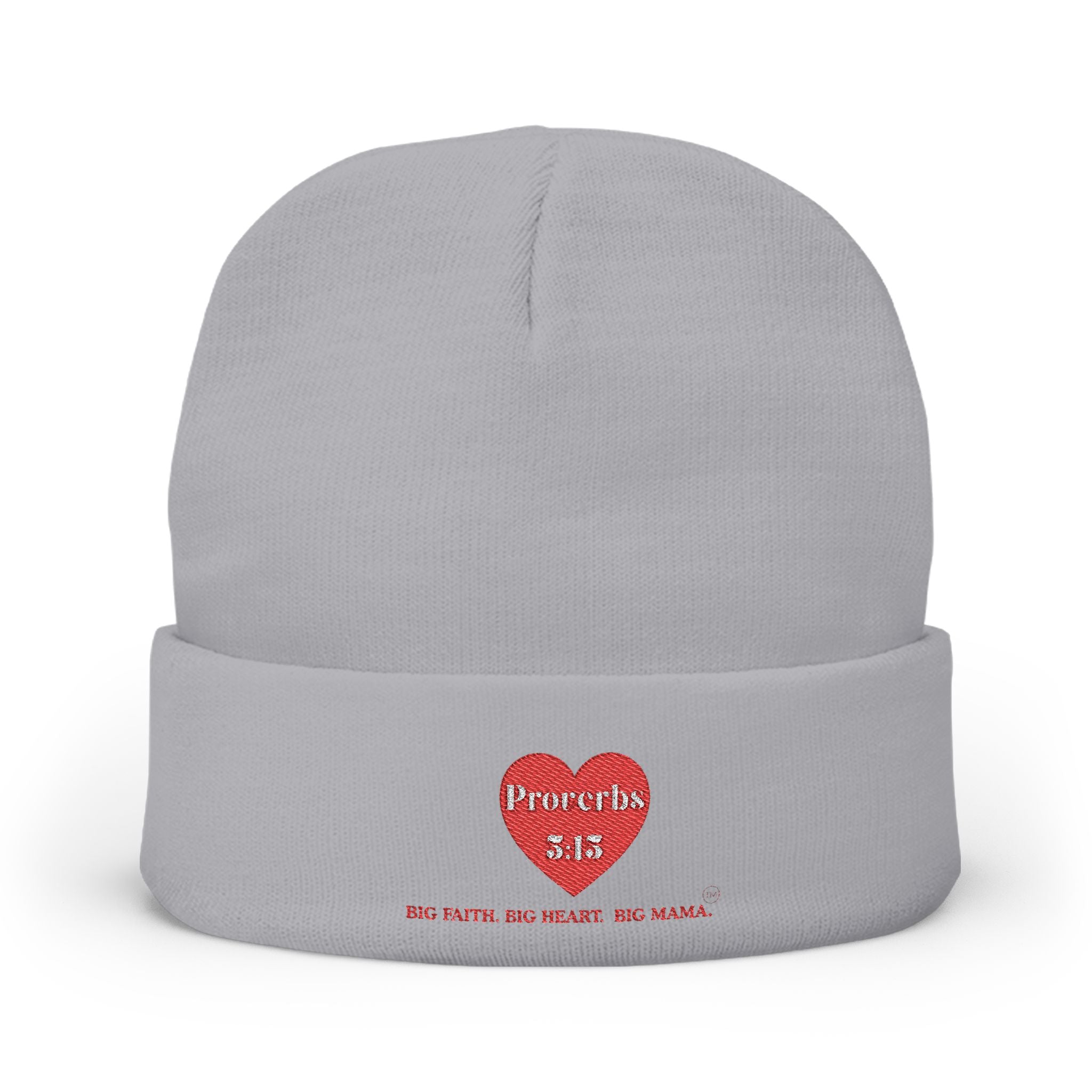 Embroidered 'Proverbs 3:15' Heart Knit Beanie — Faith-Inspired Winter Hat