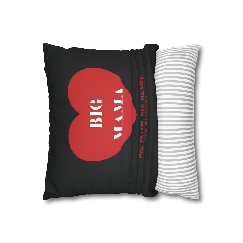 Big Mama Inc. Heart Faux Suede Pillow — "Big Energy. Big Mama." Decorative Throw Pillow