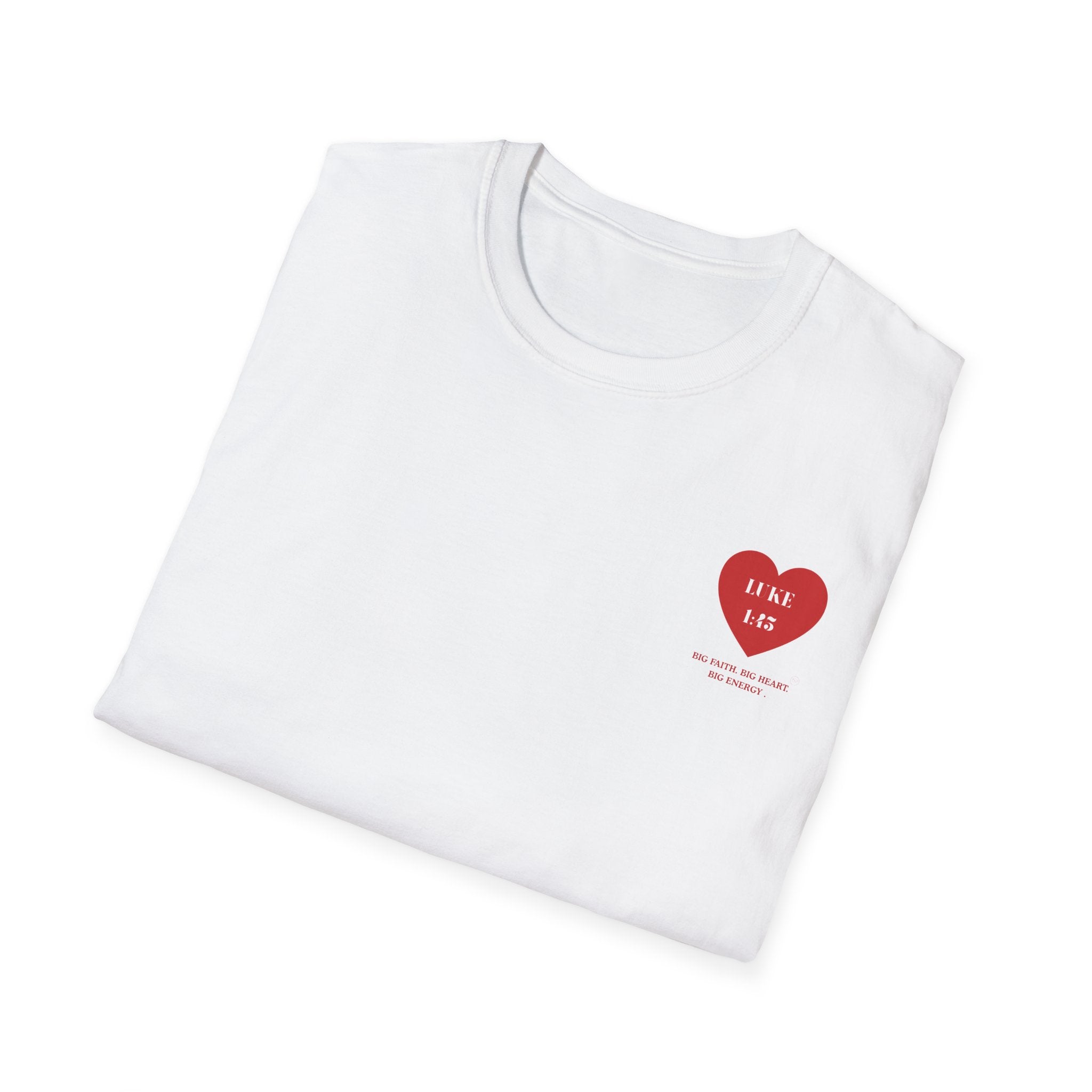 softstyle t-shirt Heart  — Luke 1:45 Christian Faith Tee