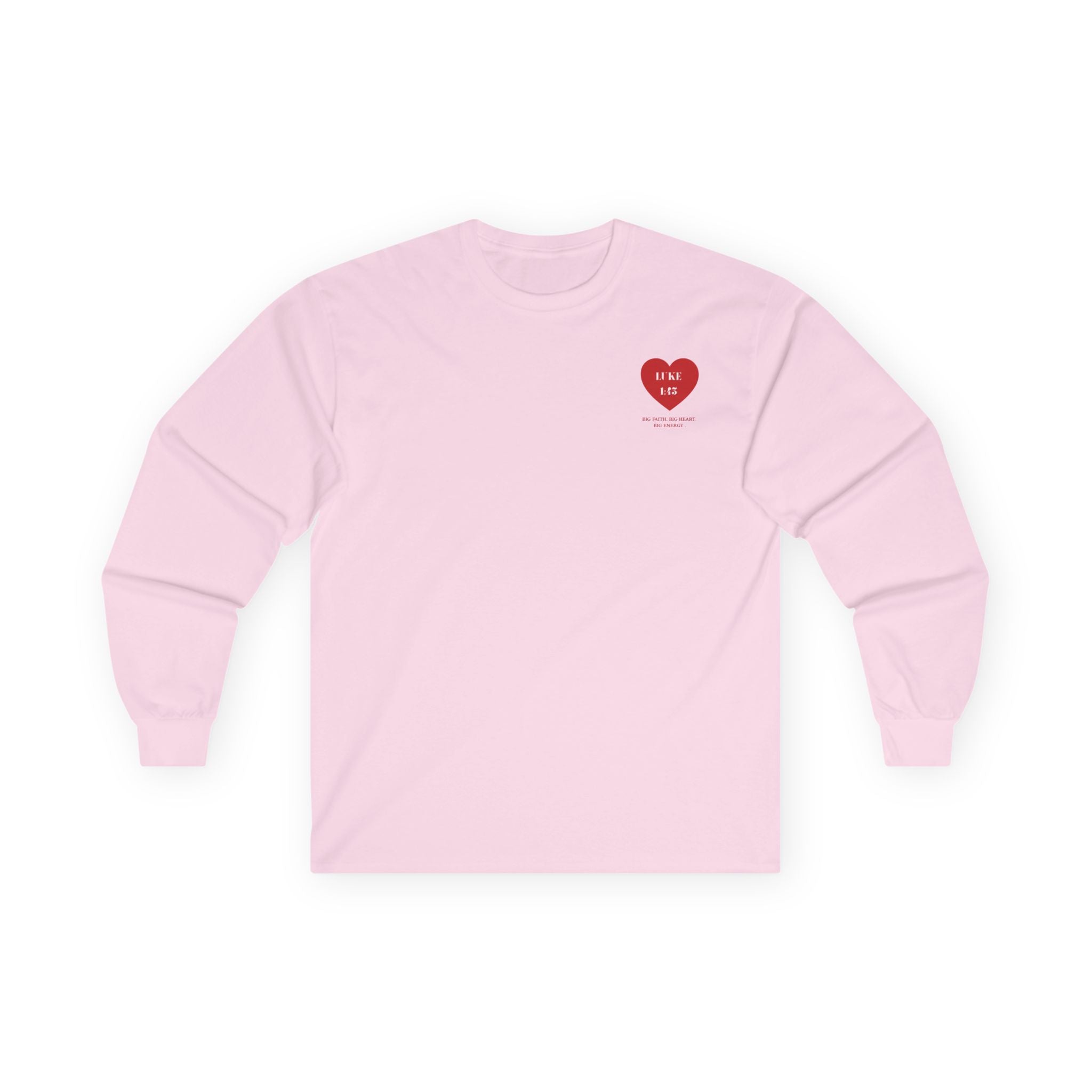 Luke 1:45 Heart Long Sleeve Tee — Faith-Based Inspirational Christian Shirt