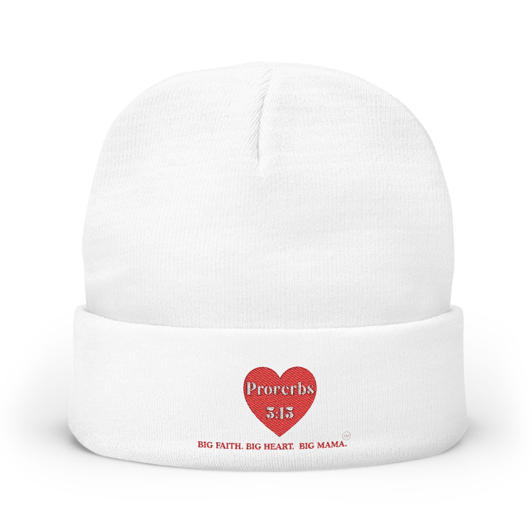 Embroidered 'Proverbs 3:15' Heart Knit Beanie — Faith-Inspired Winter Hat