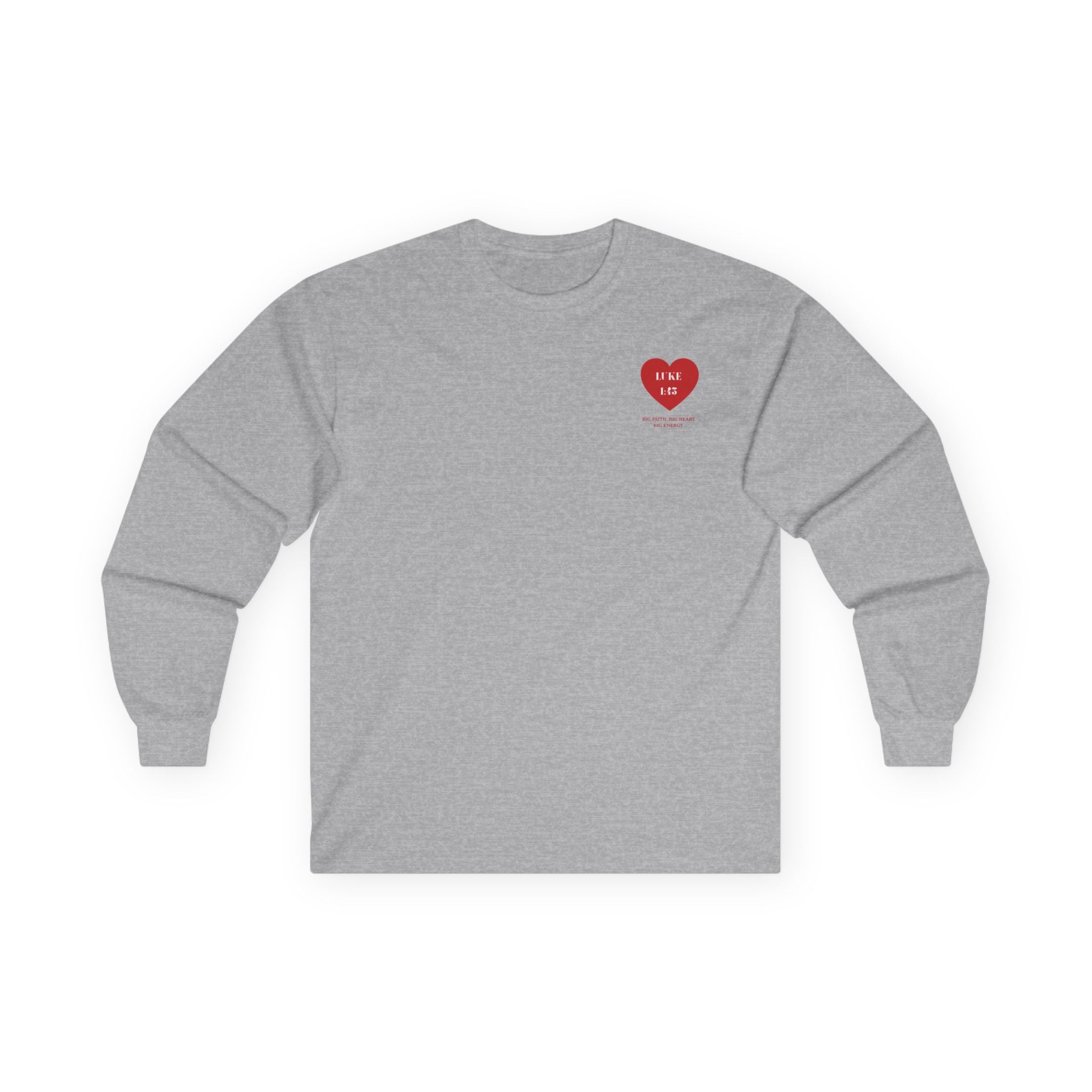 Luke 1:45 Heart Long Sleeve Tee — Faith-Based Inspirational Christian Shirt