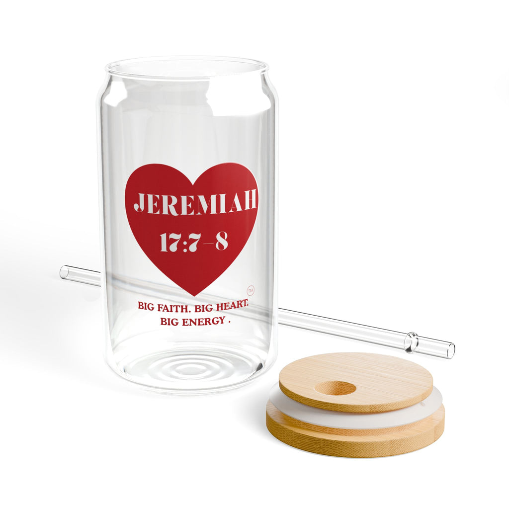 Glass Sipper Cup – "Jeremiah 17:8" Heart Faith Tumbler (16oz)