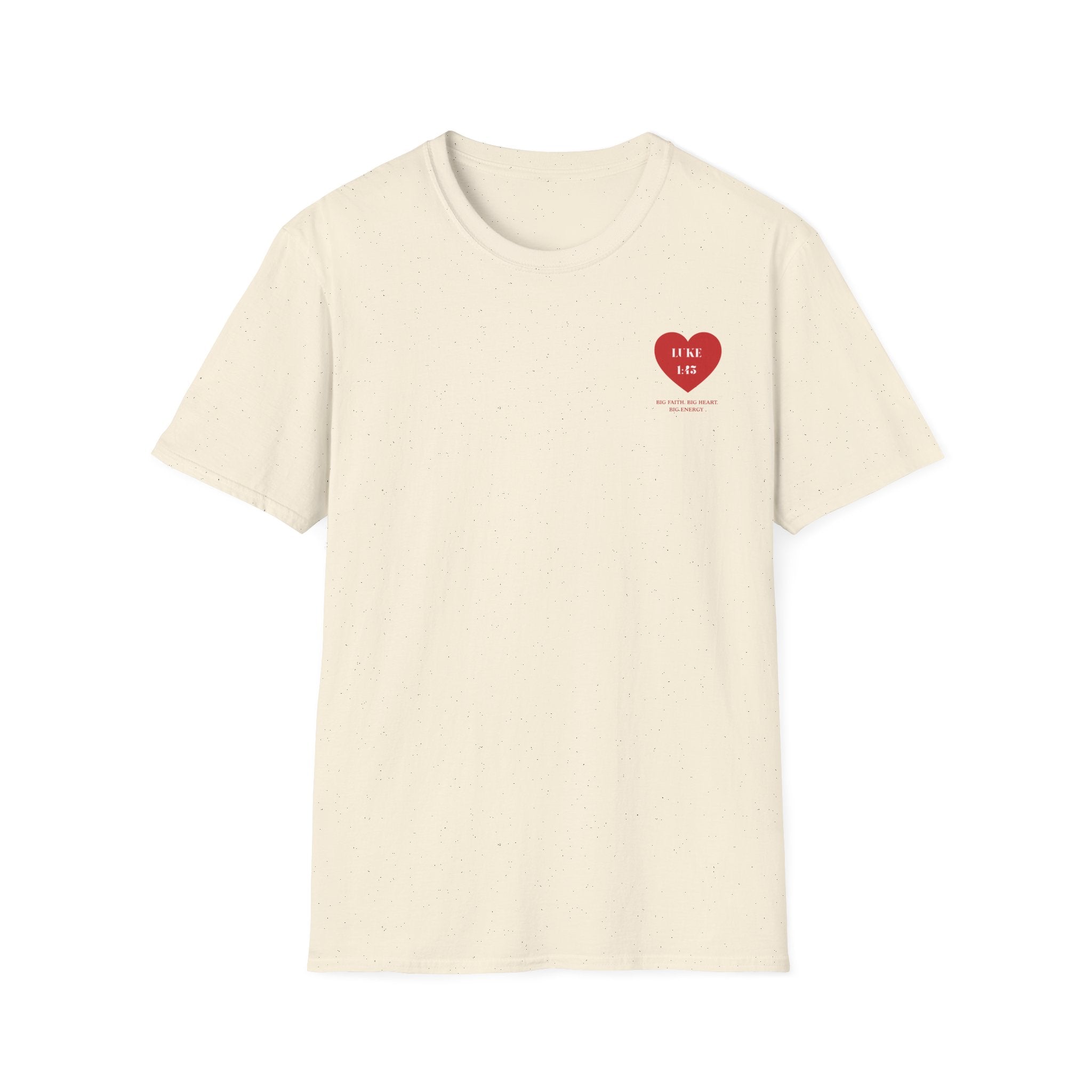 softstyle t-shirt Heart  — Luke 1:45 Christian Faith Tee