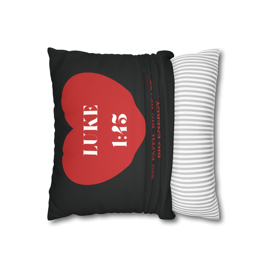 Luke 1:45 Heart Faux Suede Pillowcase — "Big Faith. Big Heart. Big Mama."