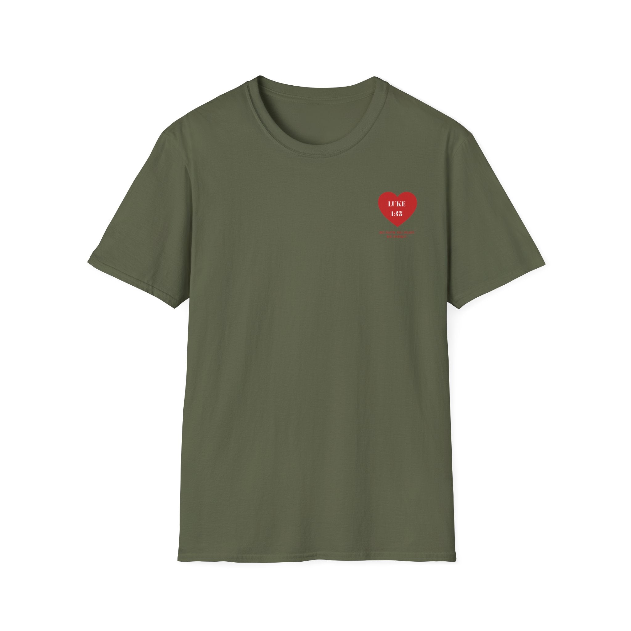 softstyle t-shirt Heart  — Luke 1:45 Christian Faith Tee
