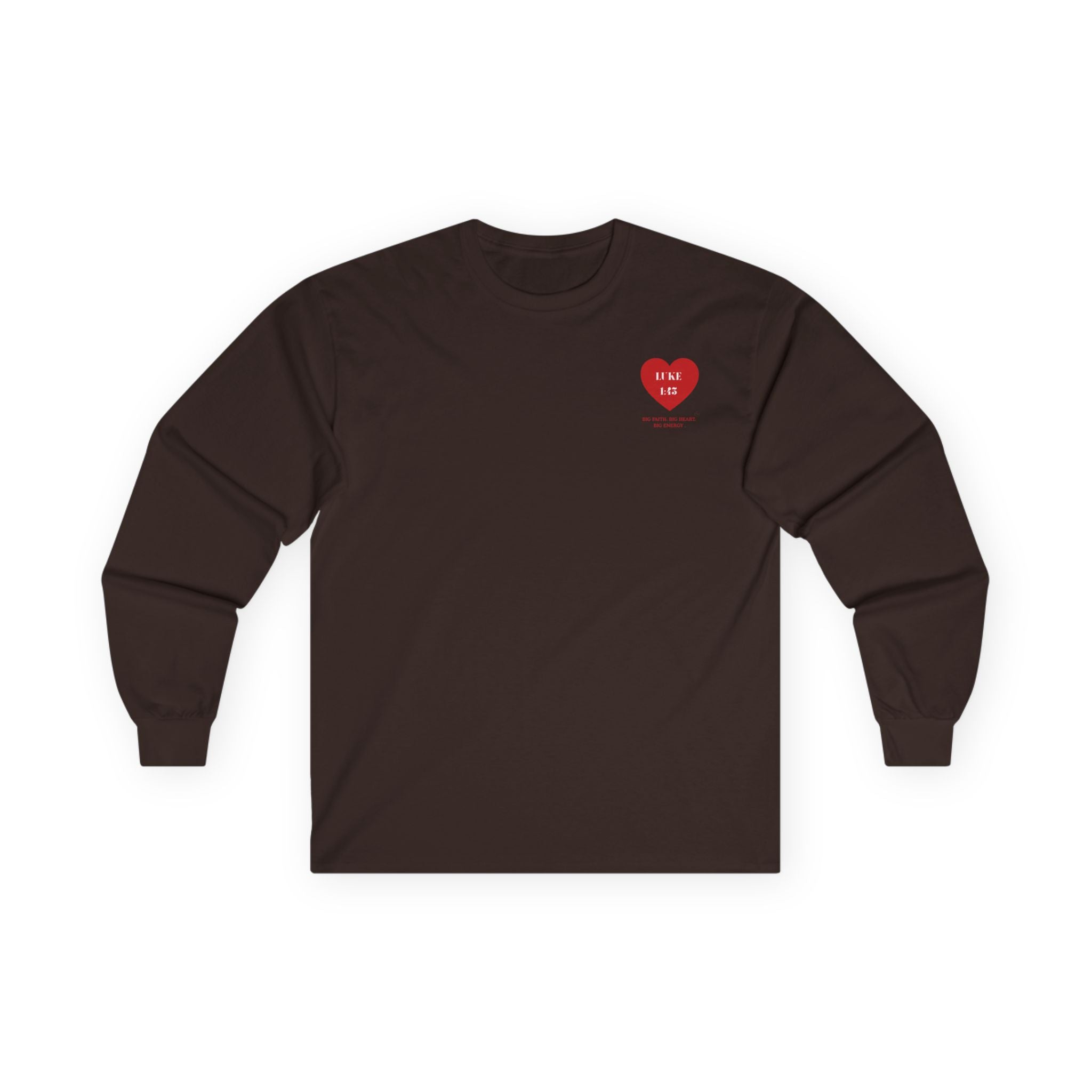 Luke 1:45 Heart Long Sleeve Tee — Faith-Based Inspirational Christian Shirt