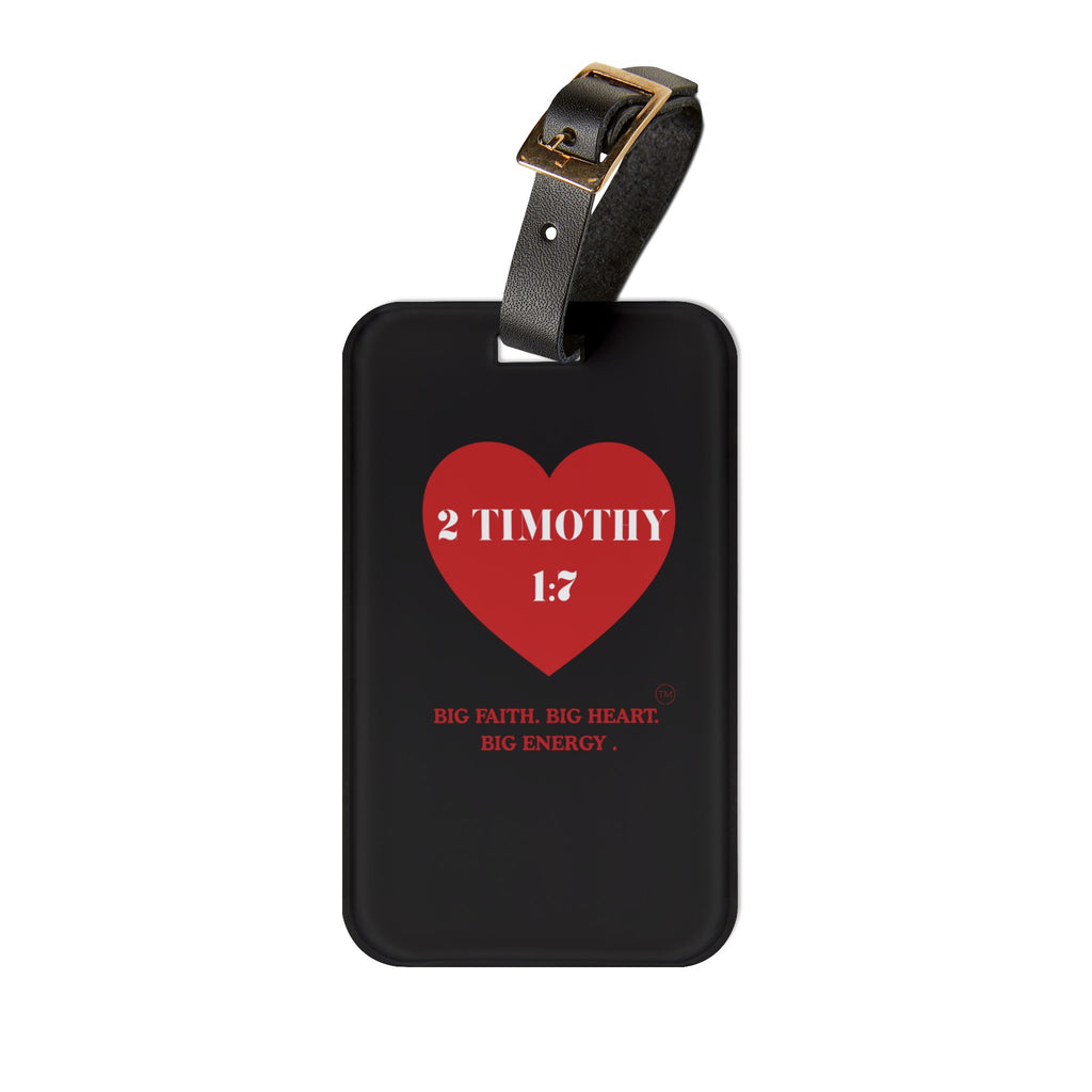 Christian Luggage Tag — 2 Timothy 1:7 Heart Design