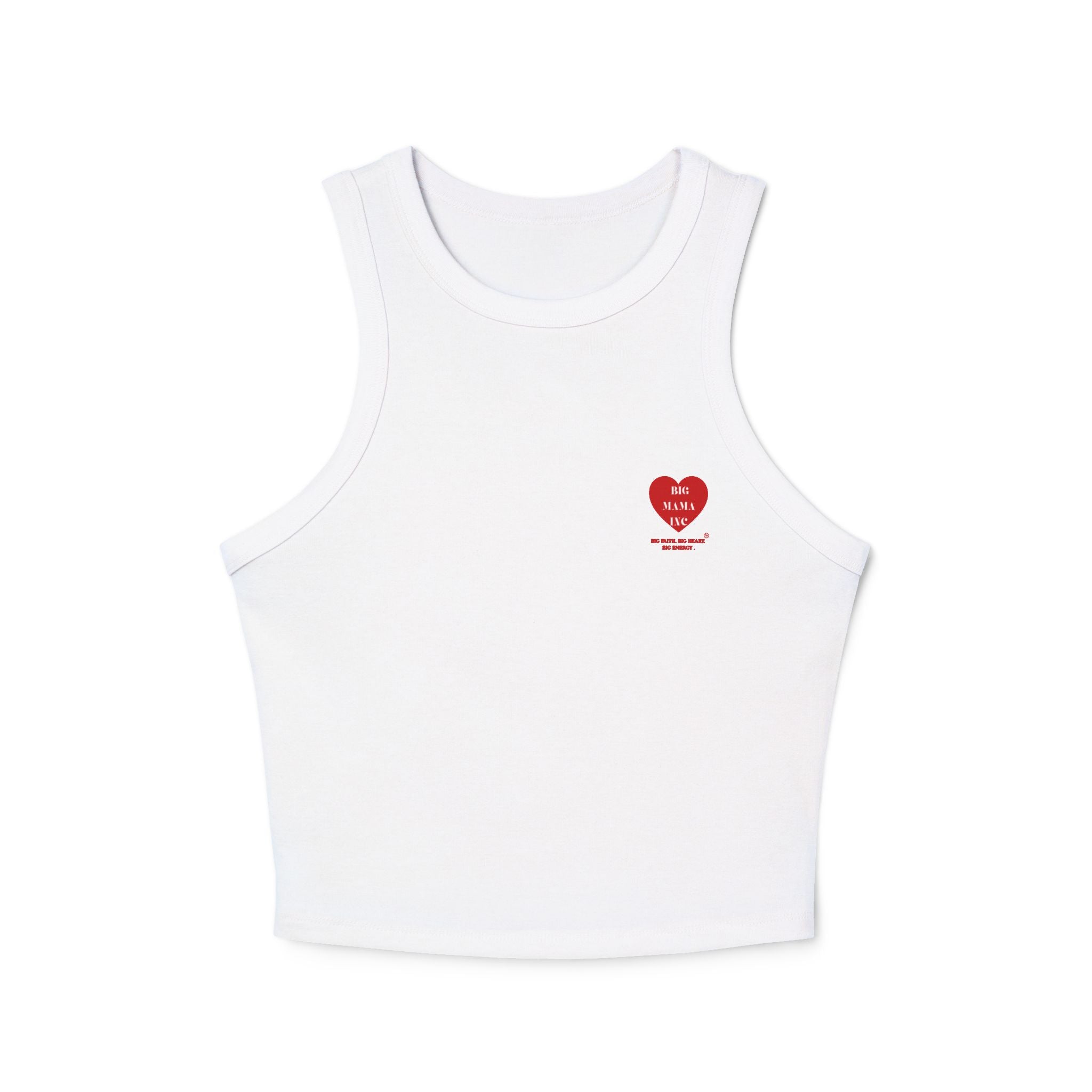 Ribbed Racer Tank Top — Small Red Heart 'Big mama' Graphic