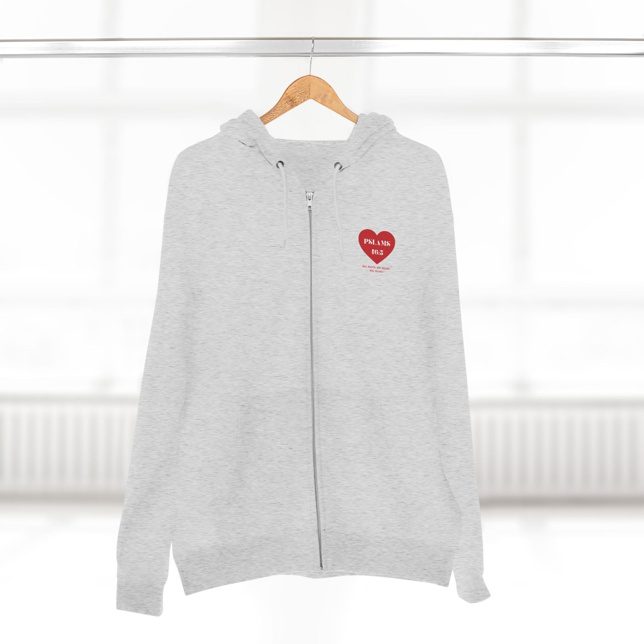 Psalm 46:5 Heart Zip Hoodie — 'God Is Within Her' Inspirational Zip-Up