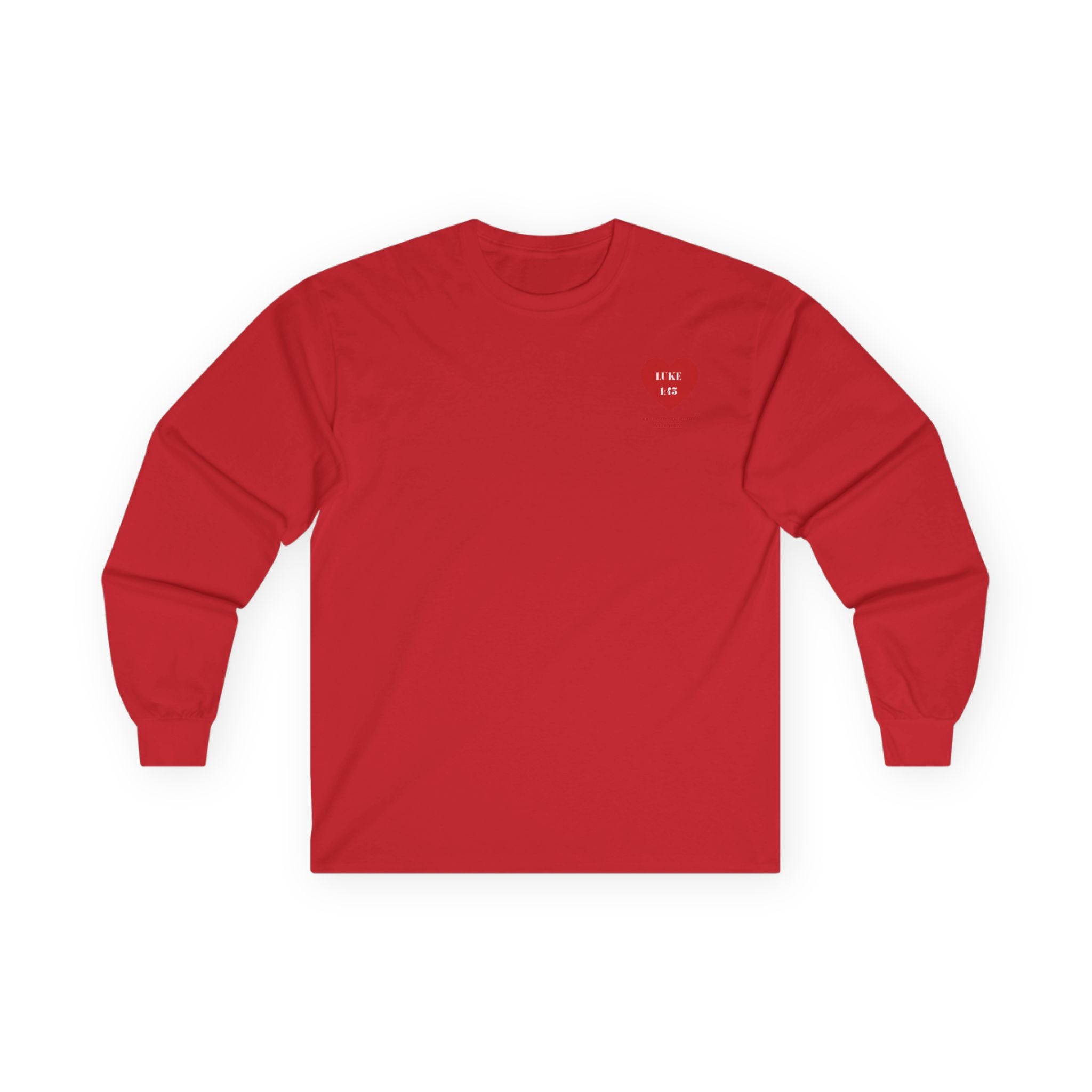 Luke 1:45 Heart Long Sleeve Tee — Faith-Based Inspirational Christian Shirt