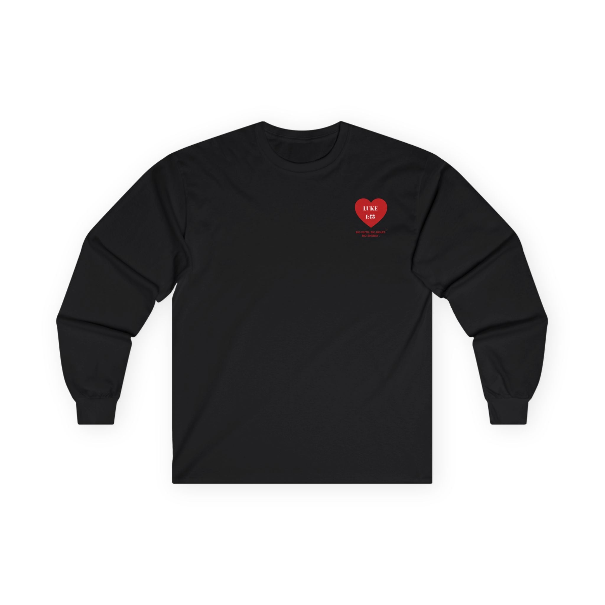 Luke 1:45 Heart Long Sleeve Tee — Faith-Based Inspirational Christian Shirt