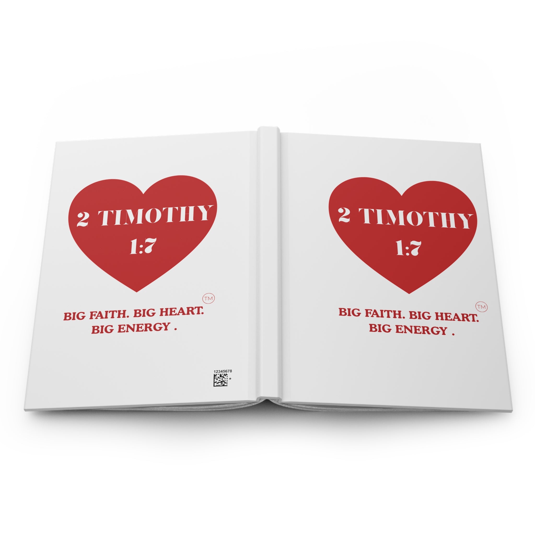 Hardcover Journal — 2 Timothy 1:7 Red Heart | Big Faith, Big Heart Inspirational Notebook