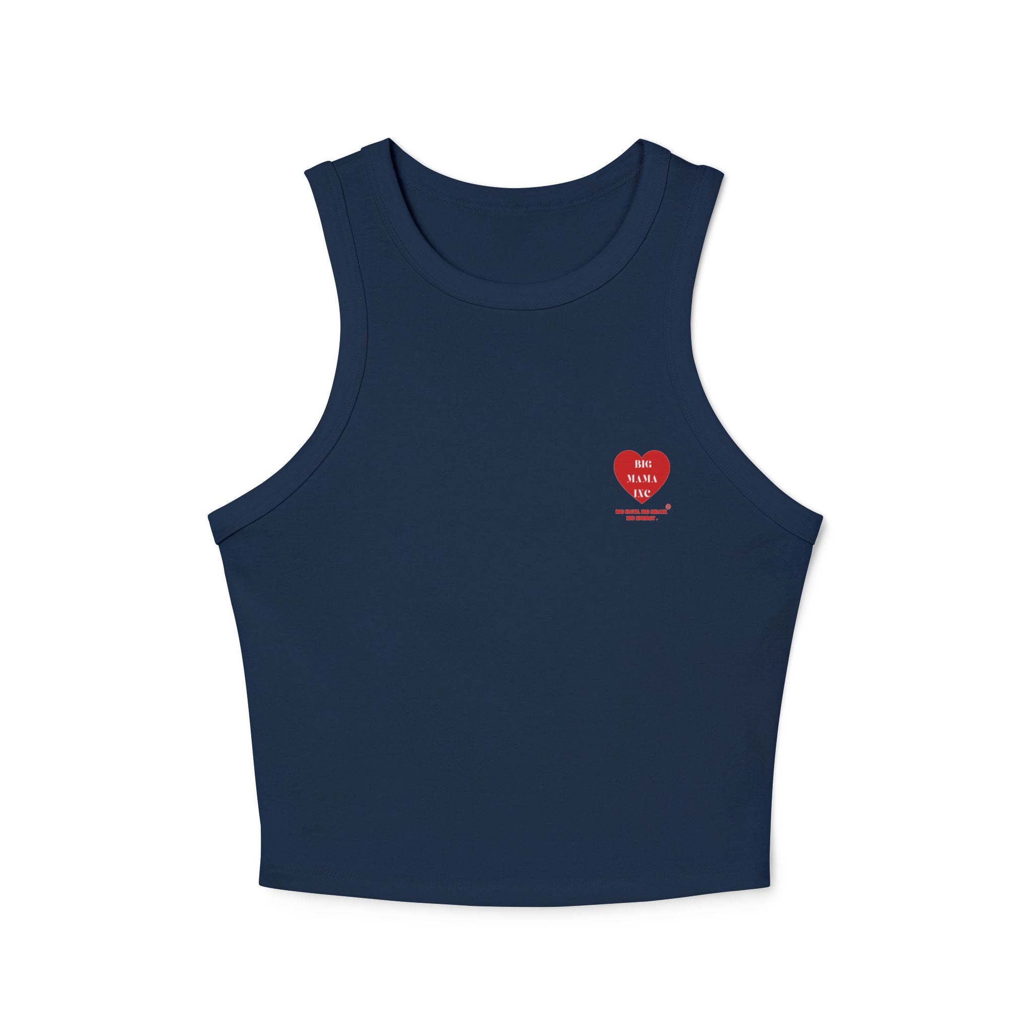 Ribbed Racer Tank Top — Small Red Heart 'Big mama' Graphic