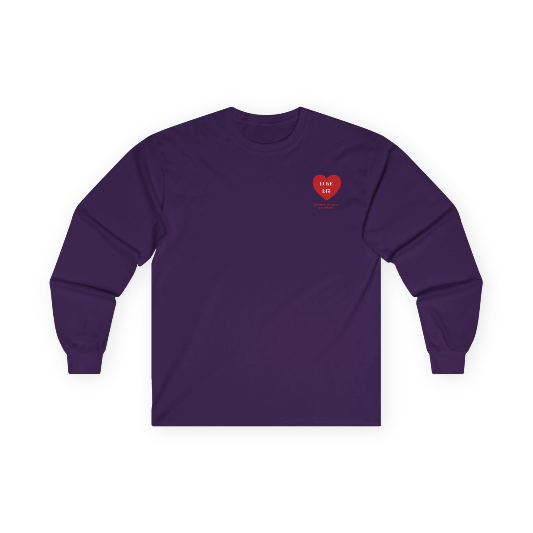 Luke 1:45 Heart Long Sleeve Tee — Faith-Based Inspirational Christian Shirt