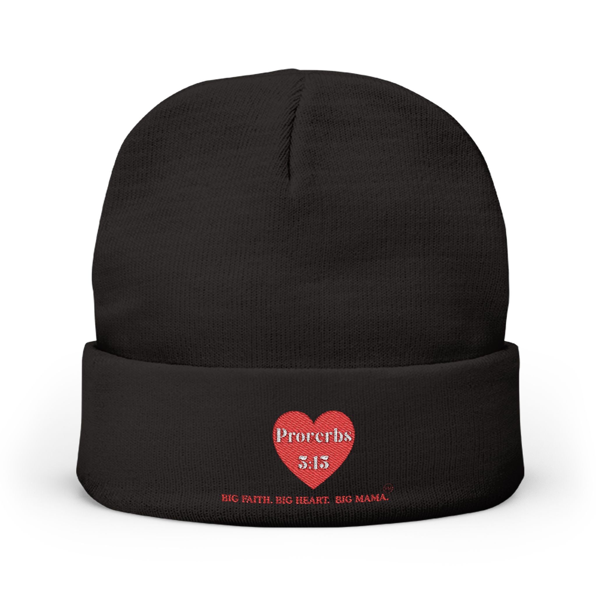 Embroidered 'Proverbs 3:15' Heart Knit Beanie — Faith-Inspired Winter Hat