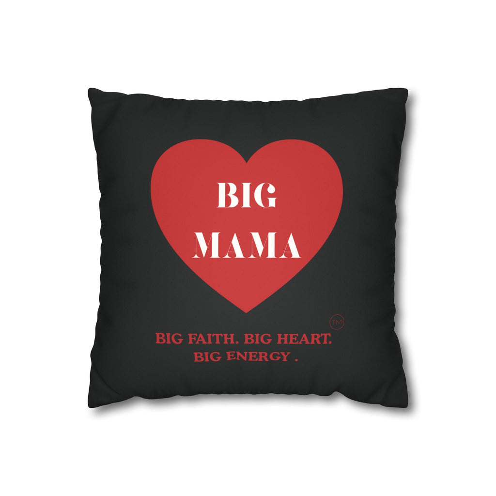 Big Mama Inc. Heart Faux Suede Pillow — "Big Energy. Big Mama." Decorative Throw Pillow