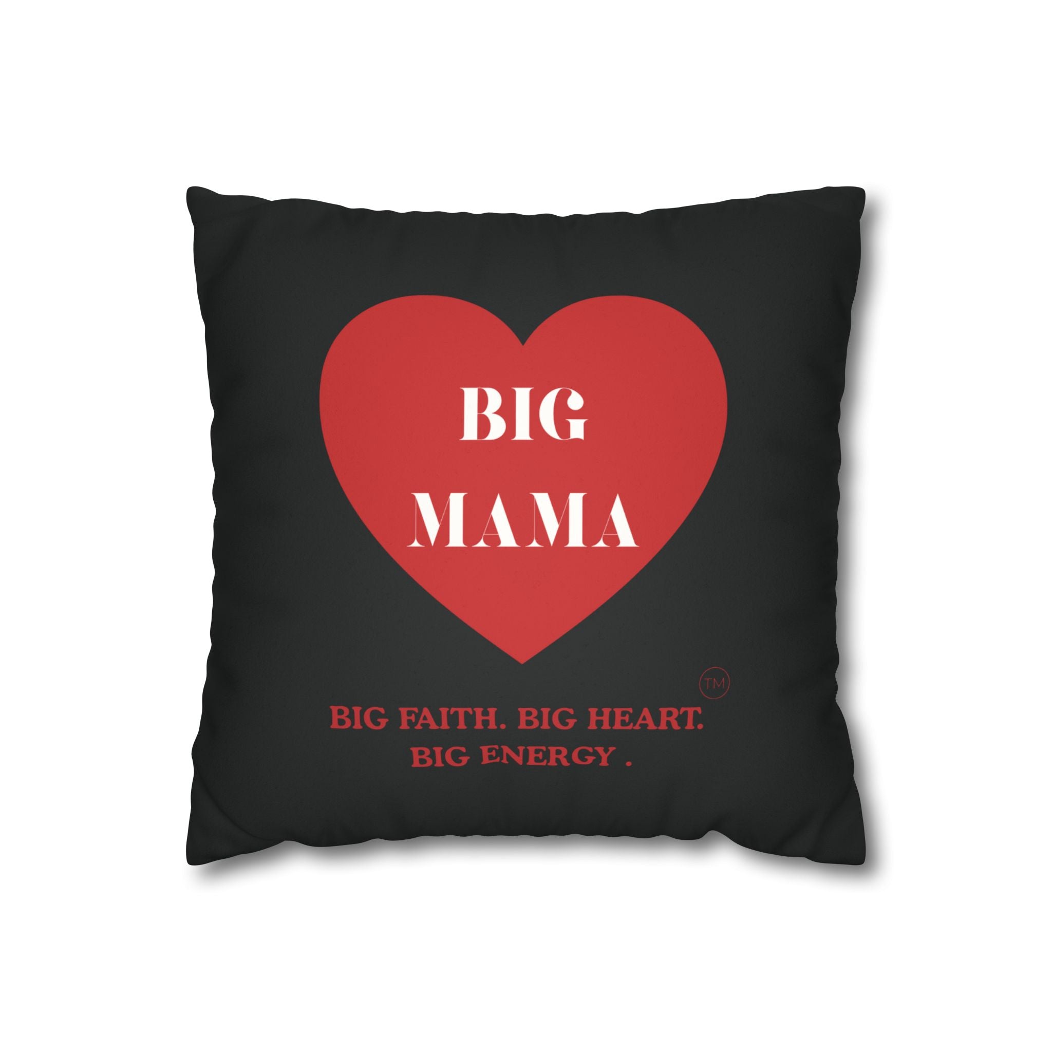 Big Mama Inc. Heart Faux Suede Pillow — "Big Energy. Big Mama." Decorative Throw Pillow